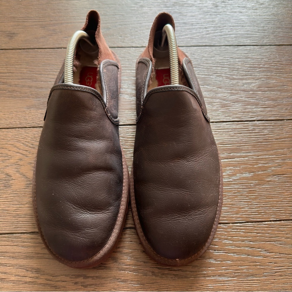UGG Cooke Grizzly Men's Size 9 Brown Slip On Leather Slippers Missing Size Tags - Picture 9 of 9